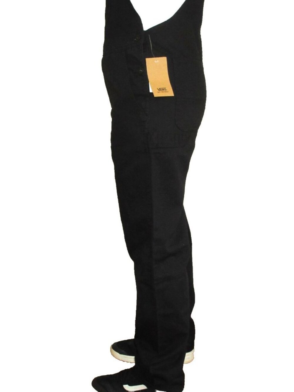 Vans Women's Ground Work Denim Carpenter overalls Black White Size XS NWT - Picture 7 of 14